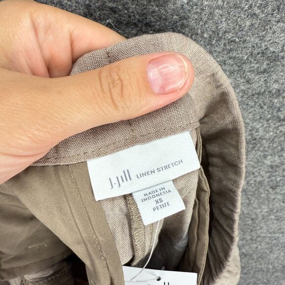 New J. Jill Pants Women PXS Petite Beige Mid Rise Flat Front Linen Stretch - Picture 6 of 9